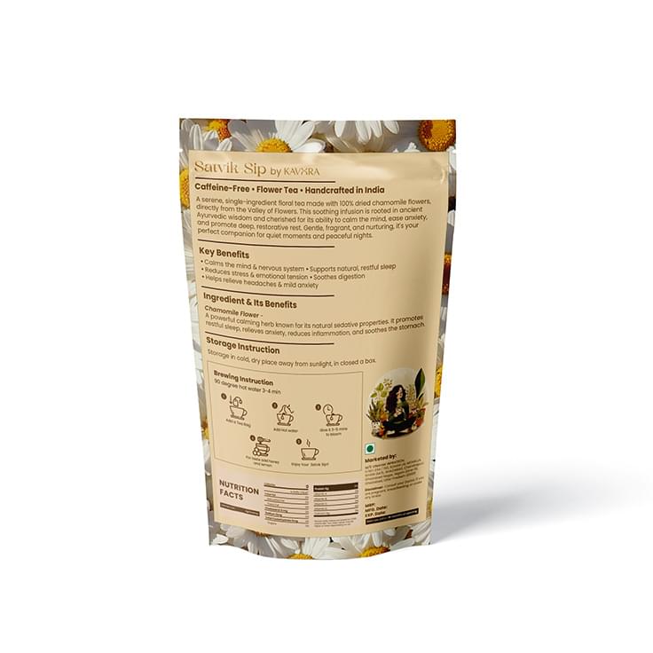 Satvik Sip Chamomile Calm Raw Flower Tea Bags By Kavora - Image 2