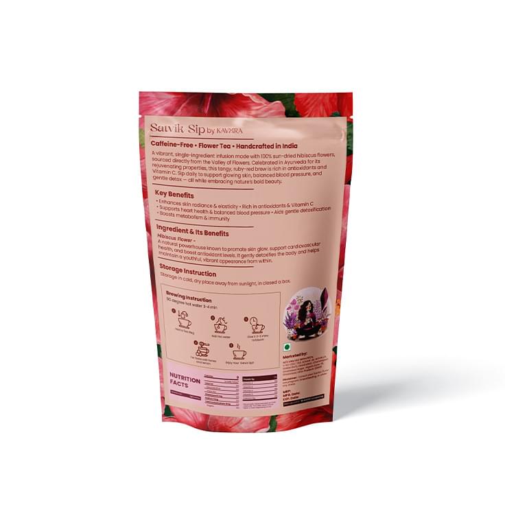 Satvik Sip Hibiscus Glow Raw Flower Tea Bags By Kavora - Image 2